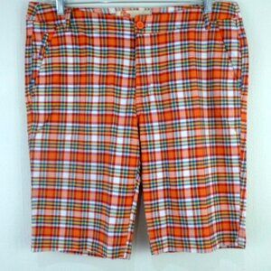 NWOT Acid Red Orange Plaid Bermuda Shorts